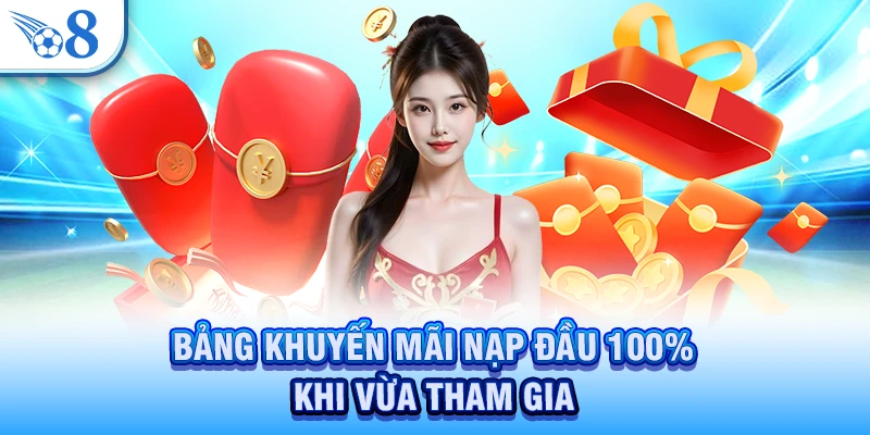 Đăng Ký O8 - Nhận Ưu Đãi Thành Viên Và Mở Khóa Kho Game 3 Bảng khuyến mãi nạp đầu 100% khi vừa tham gia